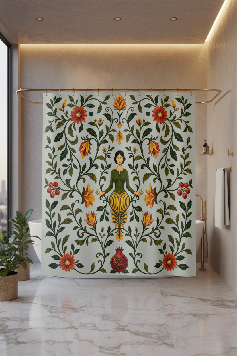 William Morris Sage Green Floral Shower Curtain