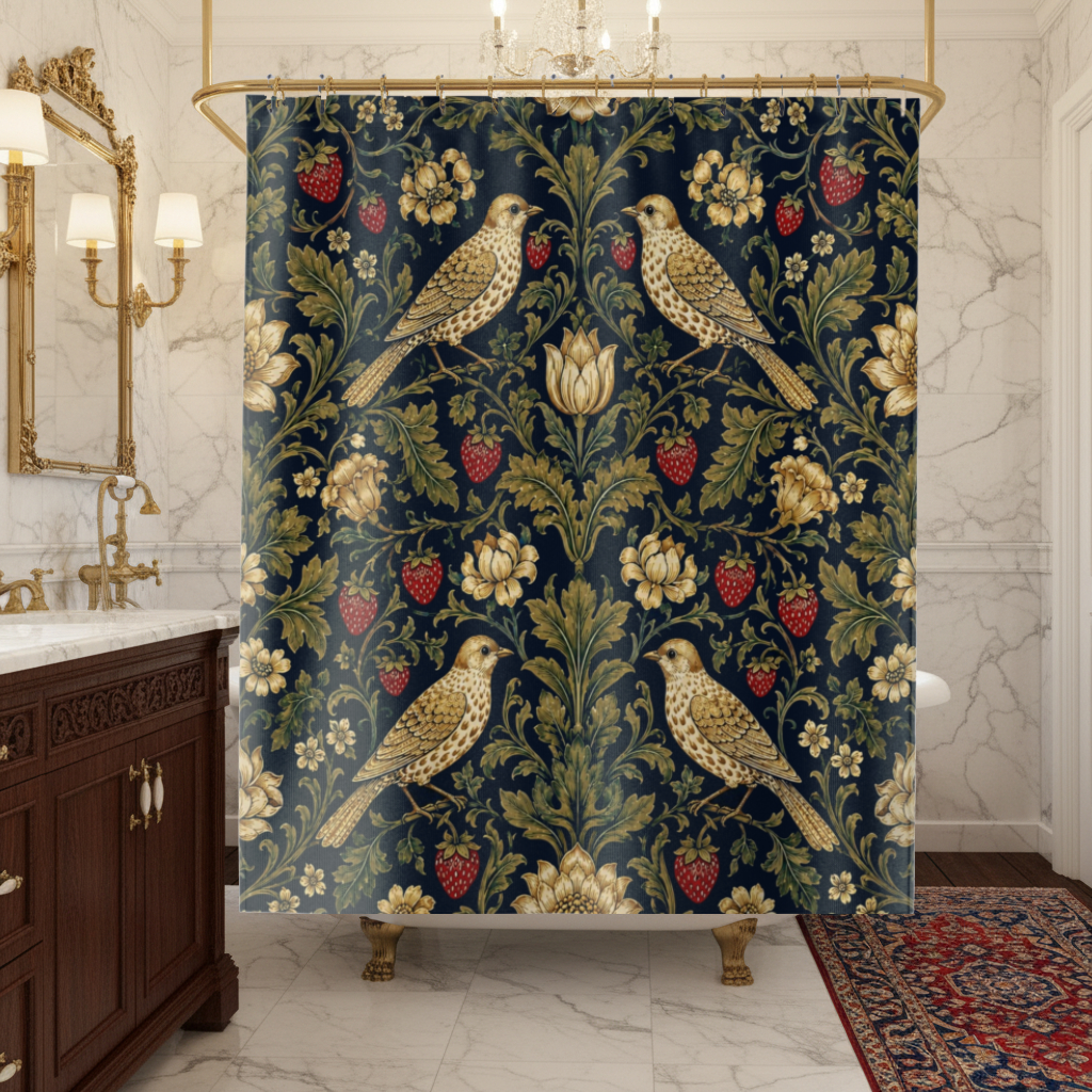 william morris strawberry thief sower curtain for luxury bathroom