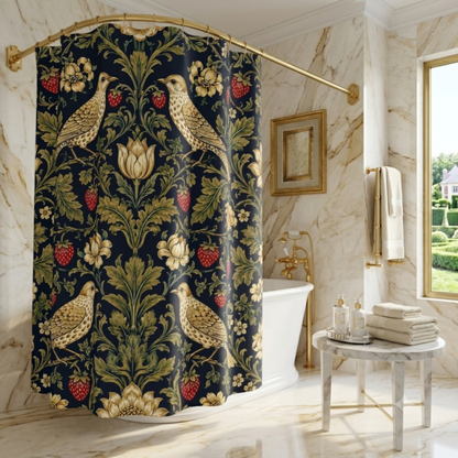 William Morris Style Strawberry Thief Shower Curtain